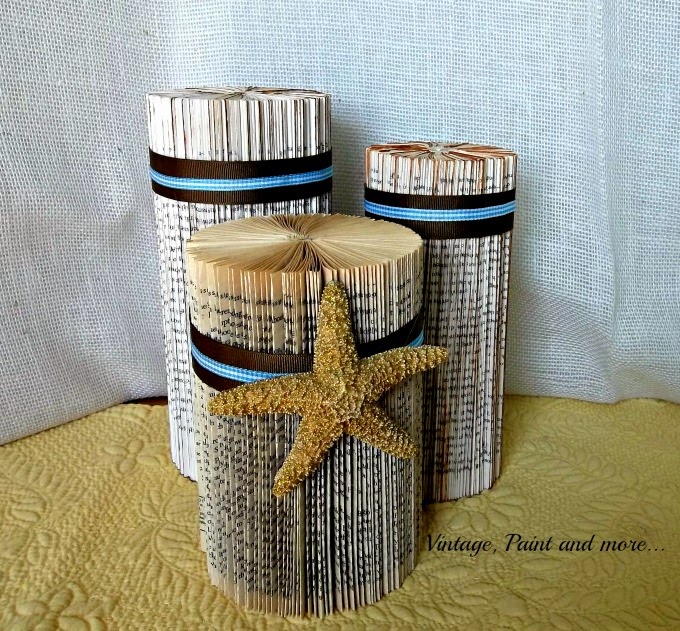 Tweak It Tuesday - old book columns, beach decor from old books, altered book decor