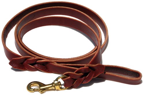Signature K9 Braided Leather Leash, 6-Feet x 3/4-Inch, Burgundy