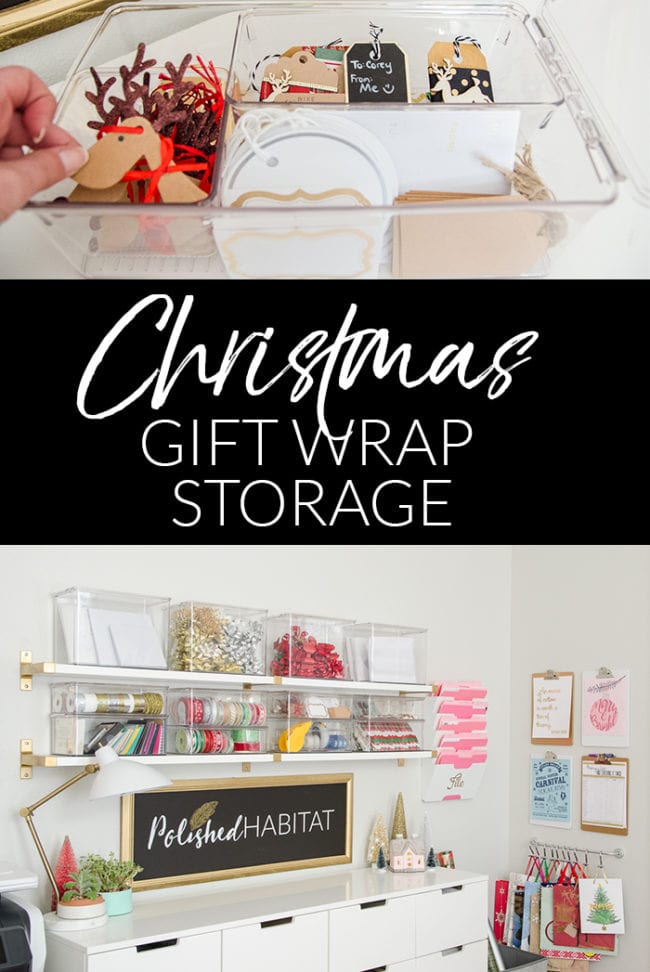 Christmas Gift Wrap A Mess? Try these simple ideas for an organized gift wrap storage. 