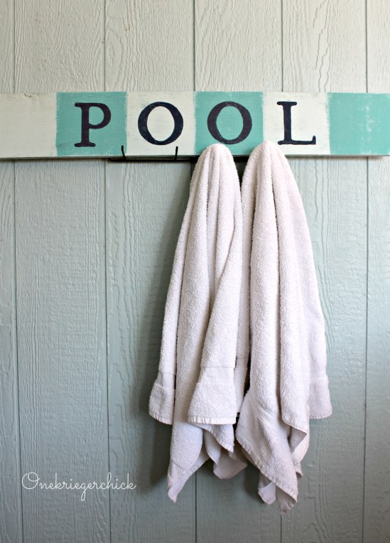 Pottery Barn inspired DIY POOL sign {Onekriegerchick.com}