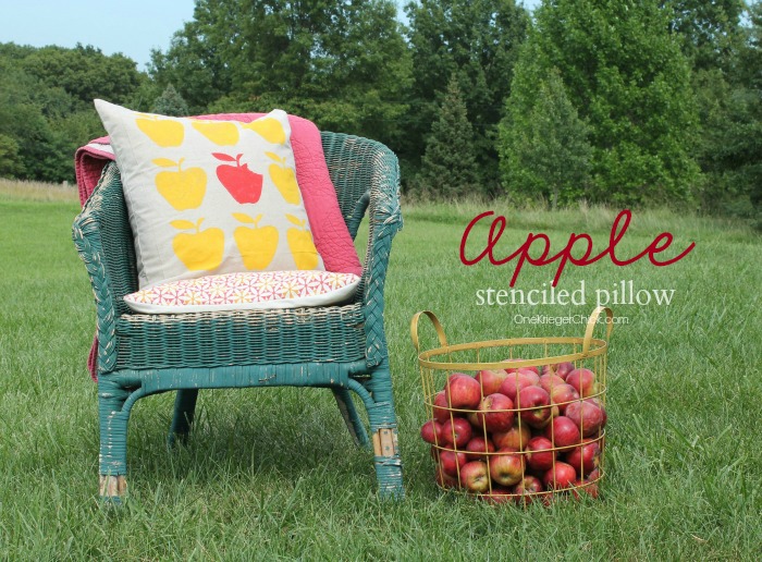 Stenciled Apple pillow-OneKriegerChick.com